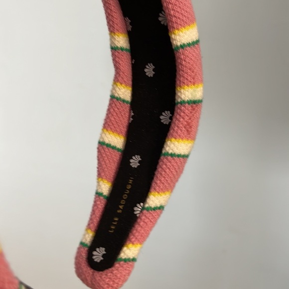 Lele Sadoughi Pique knotted headband Rose Stripe 650 New with tag - Picture 6 of 7